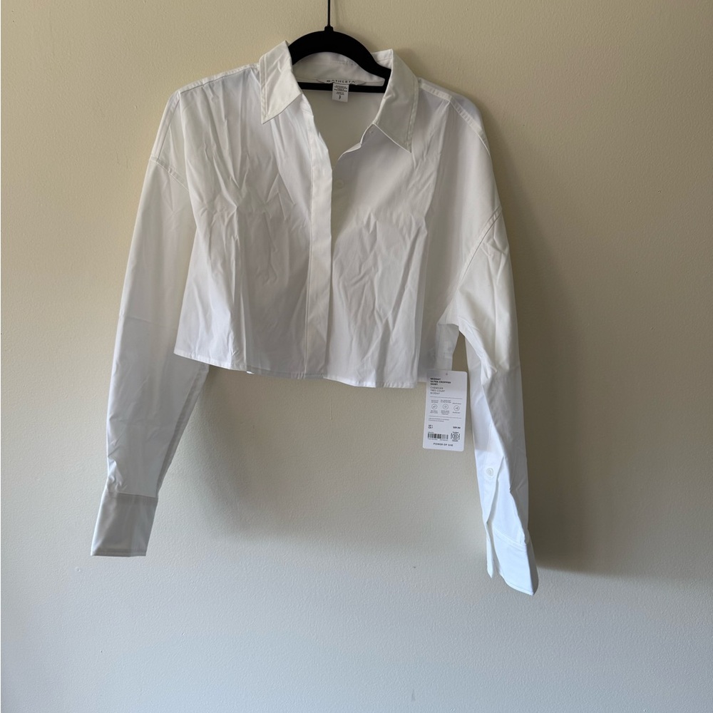 Athleta Midday Ultra Cropped Poplin Shirt White